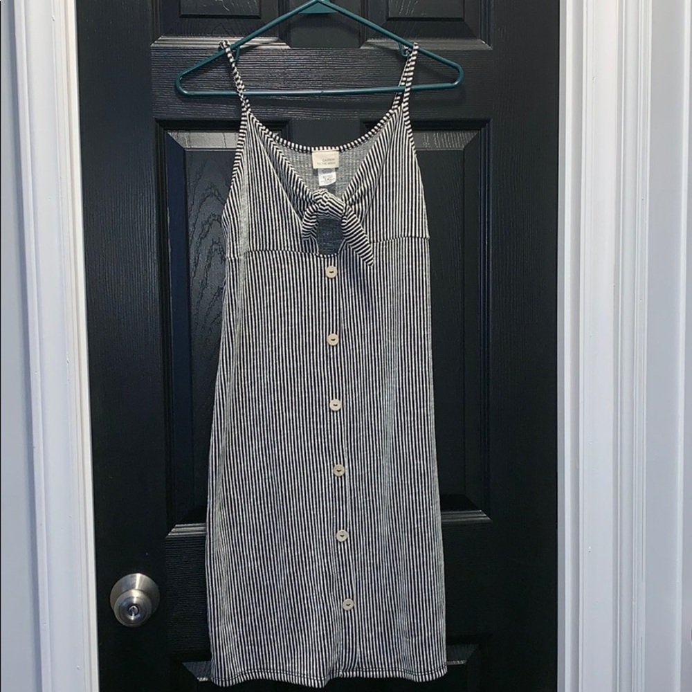 Pinstripe Tie Front Dress